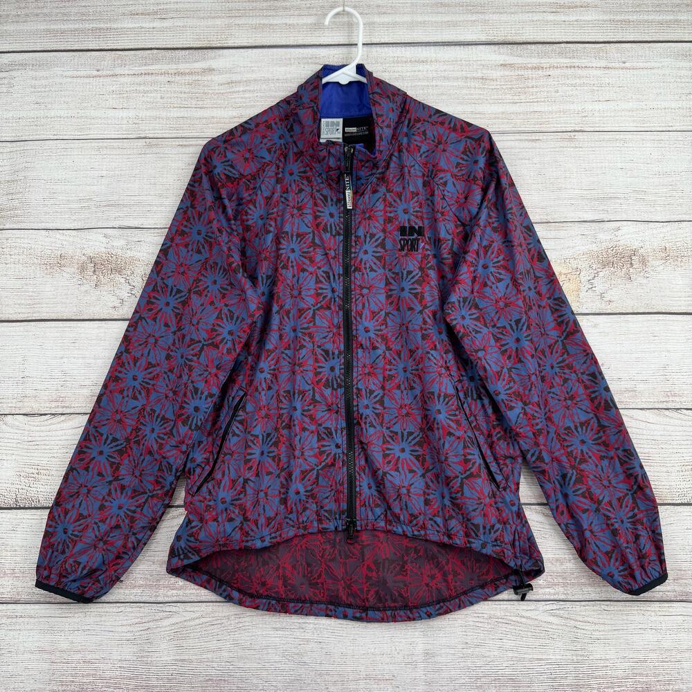 Vintage In Sport IllumiNITE Running Jacket Womens M Blue Red Floral Reflective